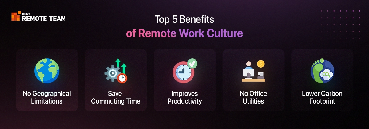 top 5 benefits of remote work culture