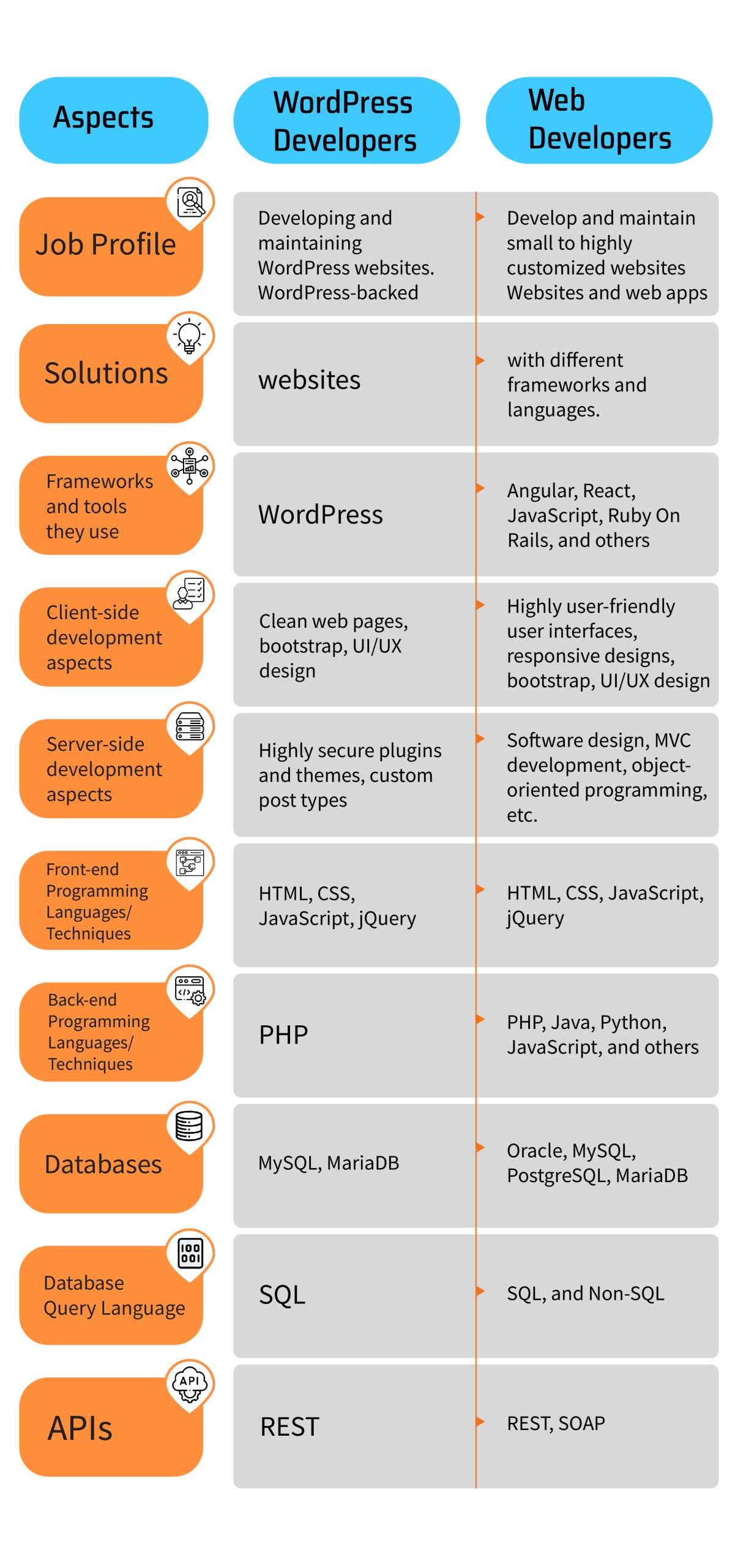 wordpress developers vs web developers infographic
